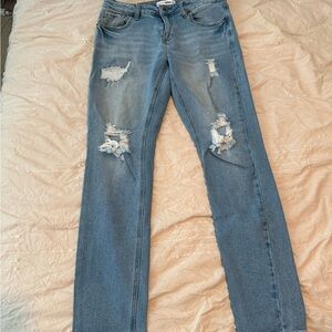 Fashion Nova Skinny Blue Distressed Jeans